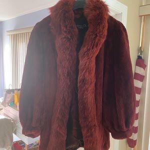 Christian Dior Brick Red Beaver and Rabbit Fur Ct